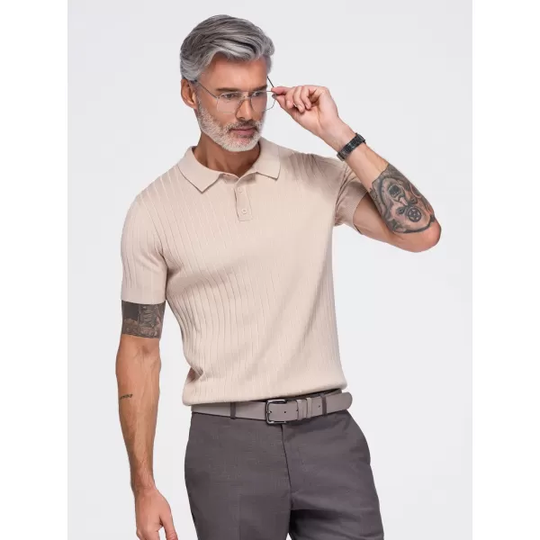  Pánske polo tričko OMBRE OM-POSS-0180 BEIGE 