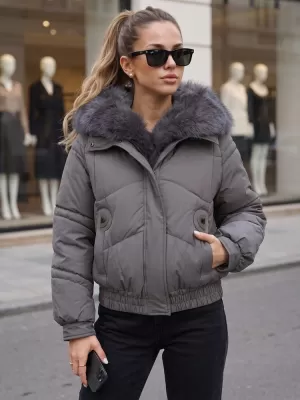 Dámska bunda DSTREET TY6010 TMAVO ŠEDÁ