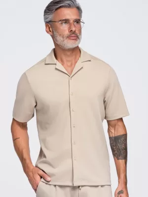 Pánska košeľa OMBRE OM-SHCS-0220 BEIGE