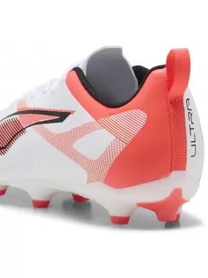 Detské kopačky PUMA ULTRA 5 PLAY FG/AG JR 108170-01 WHITE/BLACK/GLOWING RED