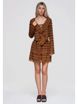 Dámska blúza OMBRE OW-TS-E0067 LIGHT BROWN