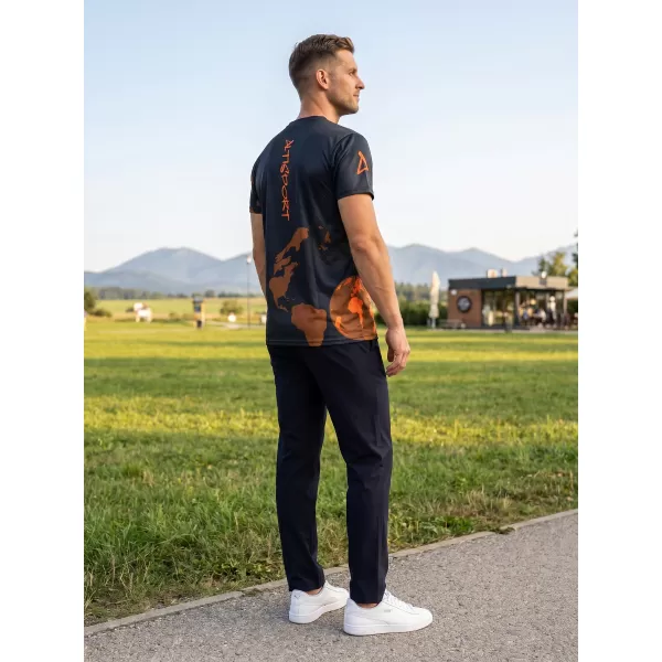  Pánske voľnočasové tričko premium ALTISPORT VOJ/ALM130TR06 ČIERNA-ORANŽOVÁ 