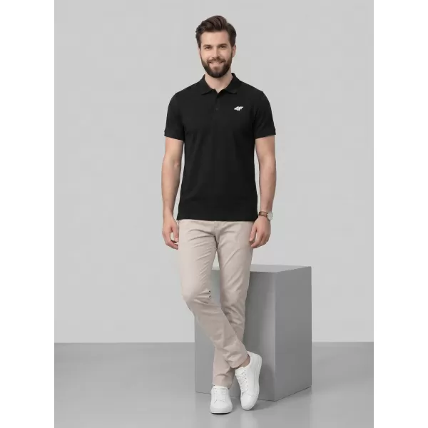  Pánske tričko s golierom 4F WMM00TPTSM0771 DEEP BLACK 
