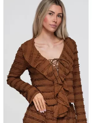 Dámska blúza OMBRE OW-TS-E0067 LIGHT BROWN