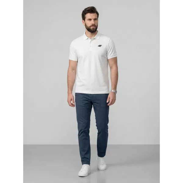  Pánske tričko s golierom 4F WMM00TPTSM0771 WHITE 