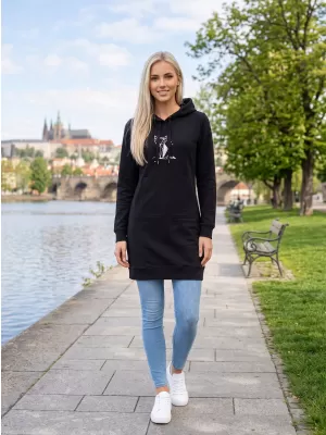 Dámska predĺžená mikina ALTISPORT ALW091419 ČIERNORUŽOVÁ