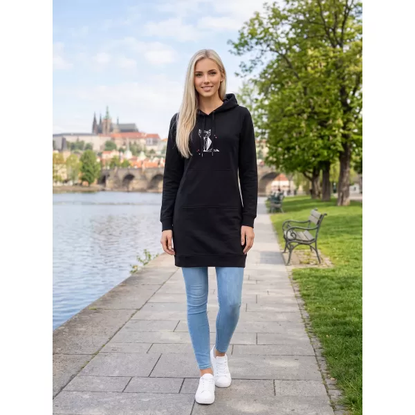  Dámska predĺžená mikina ALTISPORT ALW091419 ČIERNORUŽOVÁ 