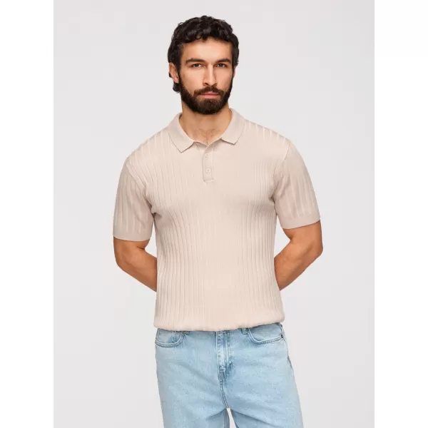  Pánske tričko s golierom OMBRE OM-POSS-0169 BEIGE 