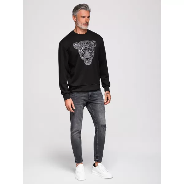  Pánska mikina OMBRE OM-SSNZ-0273 BLACK 