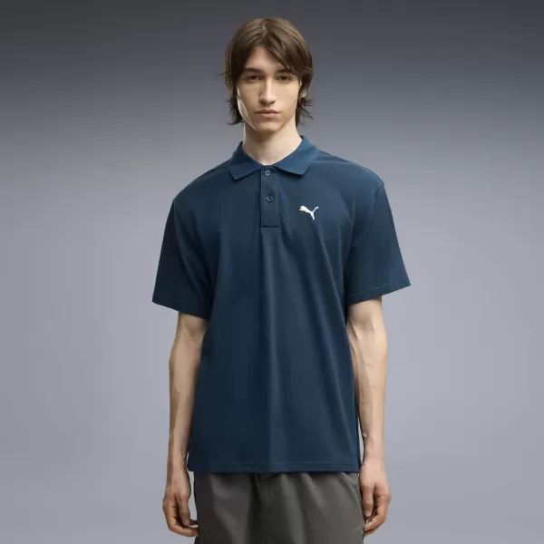 Pánske tričko s golierom PUMA WARDROBE ESS PIQUE RELAXED POLO 62965736 MIDNIGHT PETROL 