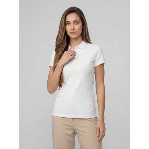  Dámske tričko s golierom 4F WMM00TPTSF0768 WHITE 