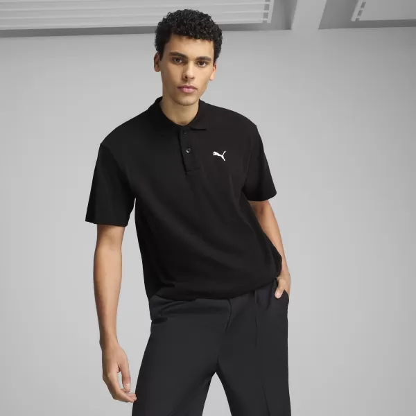  Pánske tričko s golierom PUMA WARDROBE ESS PIQUE RELAXED POLO 62965701 PUMA BLACK 
