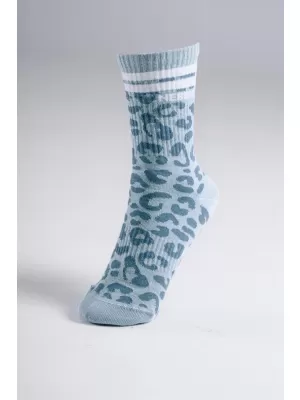 Crew ponožky s leopardím vzorom NEBBIA PRIMAL 106 BLUE LEOPARD