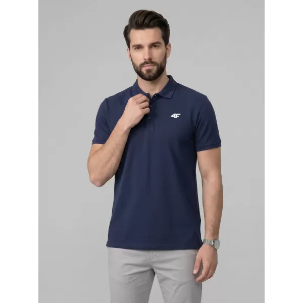  Pánske tričko s golierom 4F WMM00TPTSM0771 NAVY 