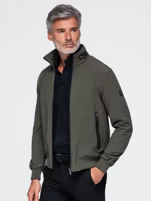 Pánska bunda s kapucňou OMBRE OM-JANP-0233 DARK OLIVE
