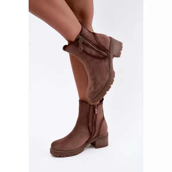  Dámske členkové topánky S.BARSKI HY62-8101 COFFEE 