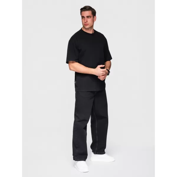  Pánske tričko OMBRE OM-TSBC-0291 BLACK/LIGHT BLUE/OFF WHITE 