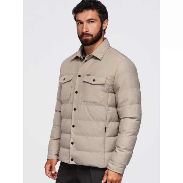  Pánska prešívaná košeľová bunda OMBRE OM-JALP-0256 BLACK 