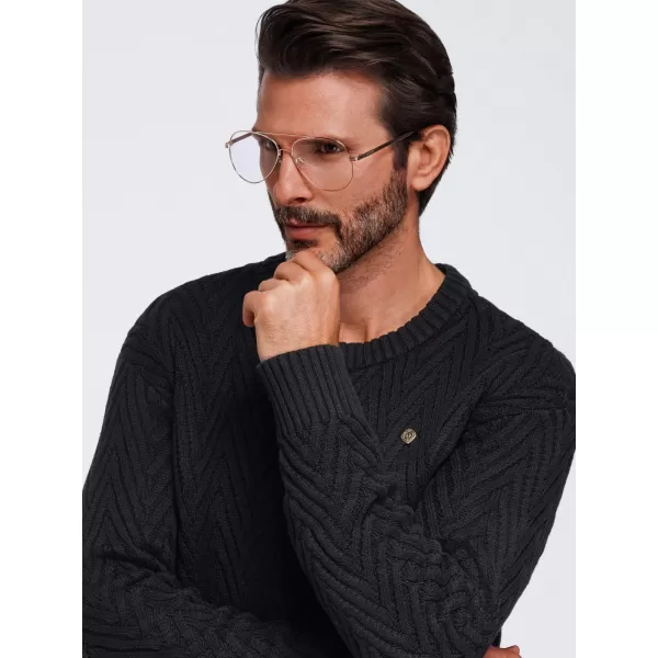  Pánsky sveter OMBRE OM-SWSW-0190 BLACK 
