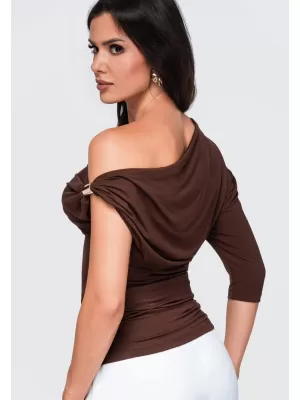 Dámske tričko OMBRE OW-TS-E0075 BROWN