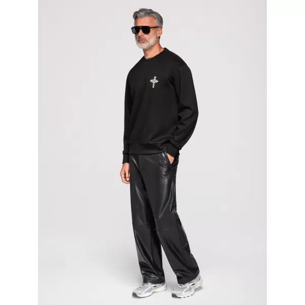  Pánska mikina OMBRE OM-SSNZ-0271 BLACK 