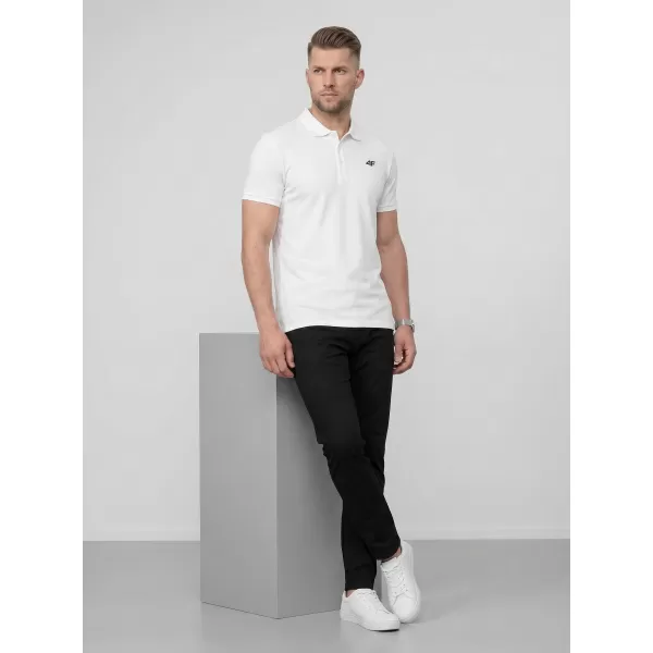  Pánske tričko s golierom 4F WMM00TPTSM0770 WHITE 