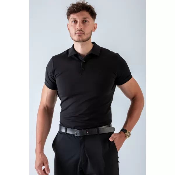  Pánske tričká NEBBIA MIKE MUSCLE FIT POLO 157 BLACK 