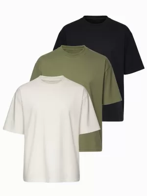 Pánske tričko OMBRE OM-TSBC-0291 BLACK/OFF WHITE/PALE OLIVE