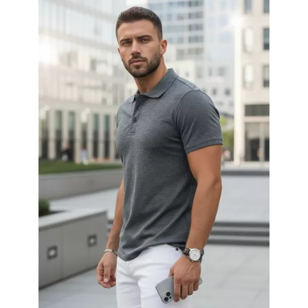  Pánske tričko s golierom DSTREET PX0509 TMAVO ŠEDÁ 
