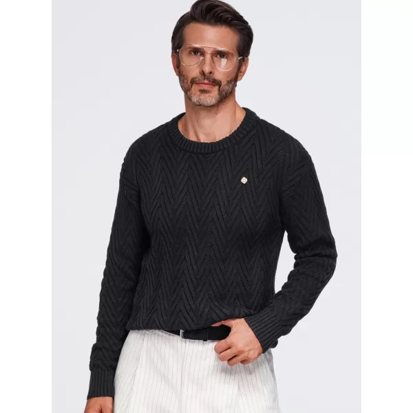  Pánsky sveter OMBRE OM-SWSW-0190 BLACK 