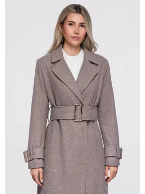 Dámsky kabát OMBRE OW-CT-E0006 COFFEE-COLOURED