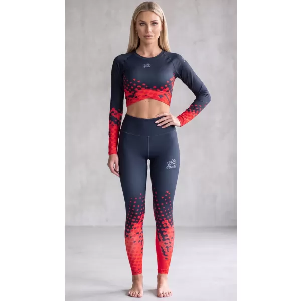  Dámske legíny premium (nové veľkosti) ALTISPORT VOJ/ALW109LEG05 ČERVENO-ČIERNA 