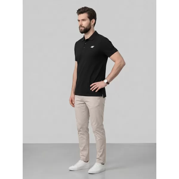  Pánske tričko s golierom 4F WMM00TPTSM0771 DEEP BLACK 