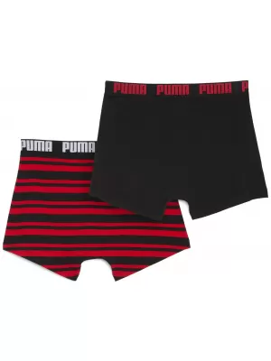 Pánske boxerky PUMA MEN EVERYDAY HERITAGE STRIPE BOXER 93832605 RED/BLACK