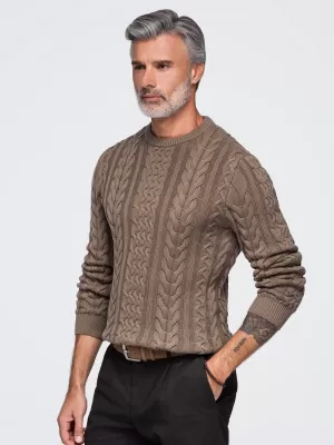 Pánsky sveter OMBRE OM-SWSW-0191 BROWN