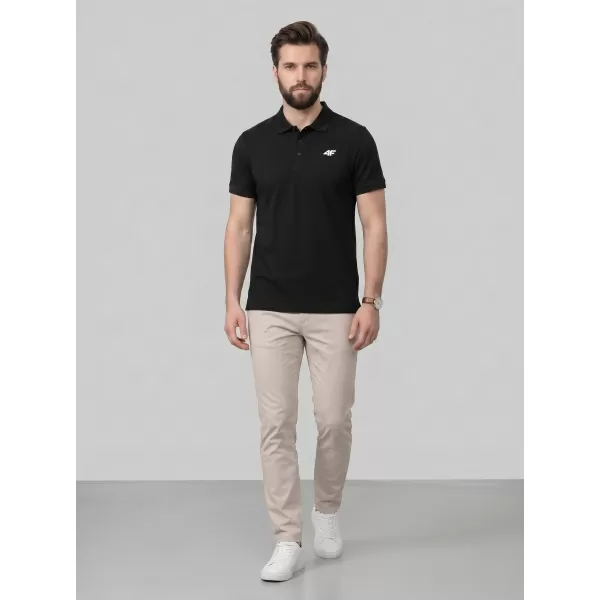  Pánske tričko s golierom 4F WMM00TPTSM0771 DEEP BLACK 