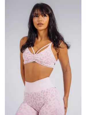 Medium support športová podprsenka s leopardím vzorom NEBBIA PRIMAL 854 PINK LEOPARD