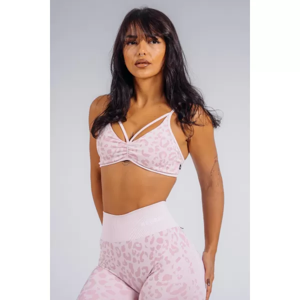  Medium support športová podprsenka s leopardím vzorom NEBBIA PRIMAL 854 PINK LEOPARD 