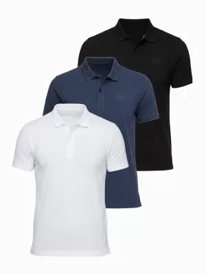 Pánske tričko s golierom OMBRE OM-POBS-0171 BLACK/ NAVY/WHITE