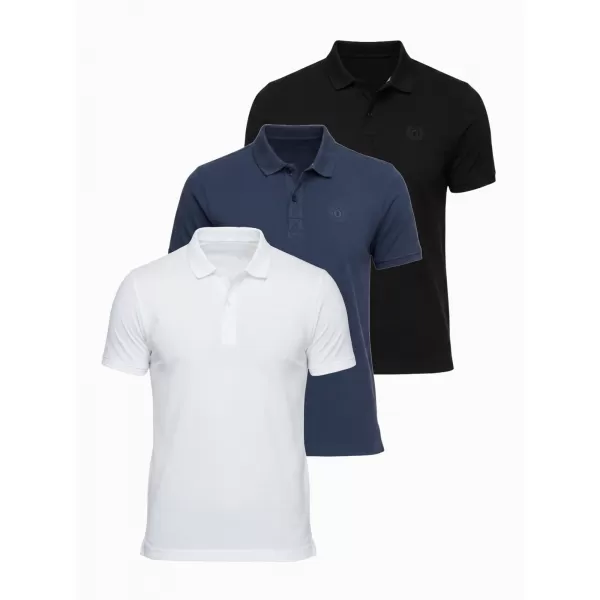  Pánske tričko s golierom OMBRE OM-POBS-0171 BLACK/ NAVY/WHITE 
