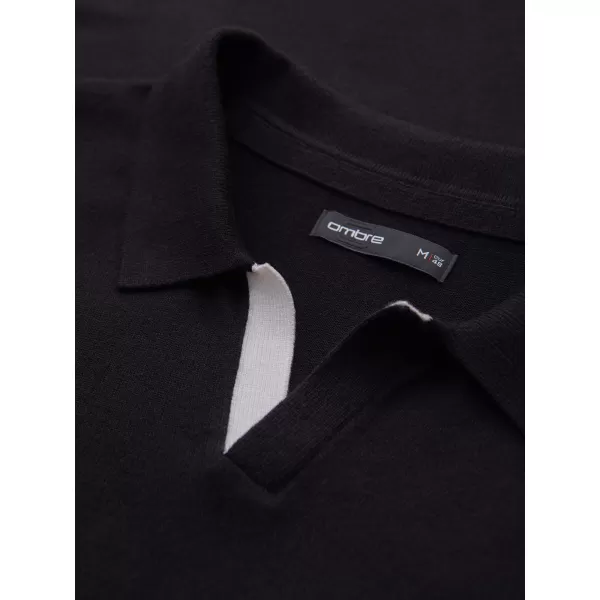  Pánske tričko s golierom OMBRE OM-POLS-0138 BLACK 