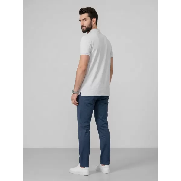  Pánske tričko s golierom 4F WMM00TPTSM0771 COLD LIGHT GREY MELANGE 