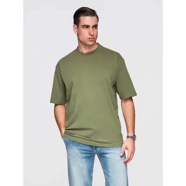  Pánske tričko OMBRE OM-TSBC-0291 BLACK/OFF WHITE/PALE OLIVE 