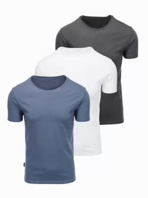 Pánske tričko OMBRE OM-TSBS-0268 WHITE/GRAPHITE/BLUE DENIM
