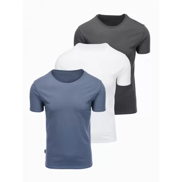  Pánske tričko OMBRE OM-TSBS-0268 WHITE/GRAPHITE/BLUE DENIM 