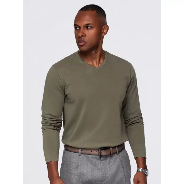  Pánske tričko OMBRE OM-LSBL-0143 DARK OLIVE 