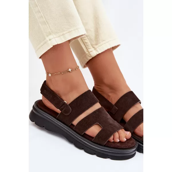  Dámske sandále BIG STAR SHOES TT274483 BROWN/BEIGE 