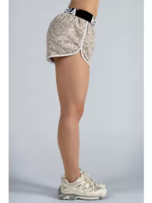 Tréningové šortky s leopardím vzorom NEBBIA PRIMAL 855 CREAM LEOPARD