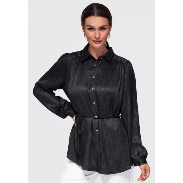  Dámska košeľa OMBRE OW-SH-E0071 BLACK 