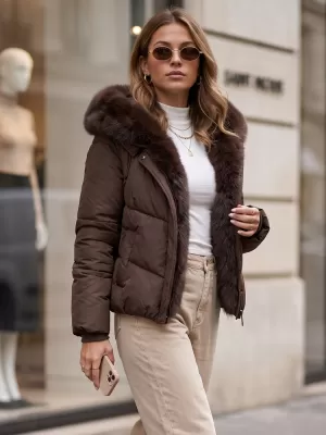 Dámska bunda DSTREET TY5983 HNEDÁ
